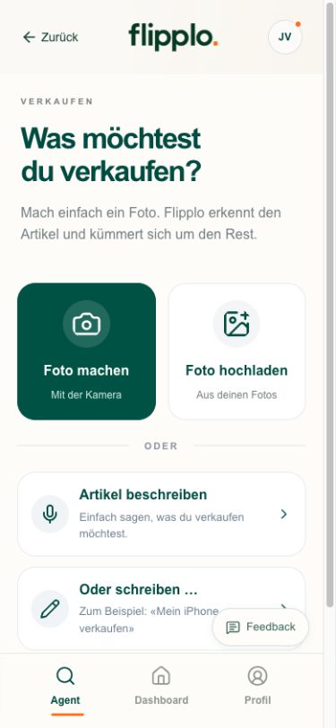 Der Flipplo-Agent mit Foto-Upload und Spracheingabe